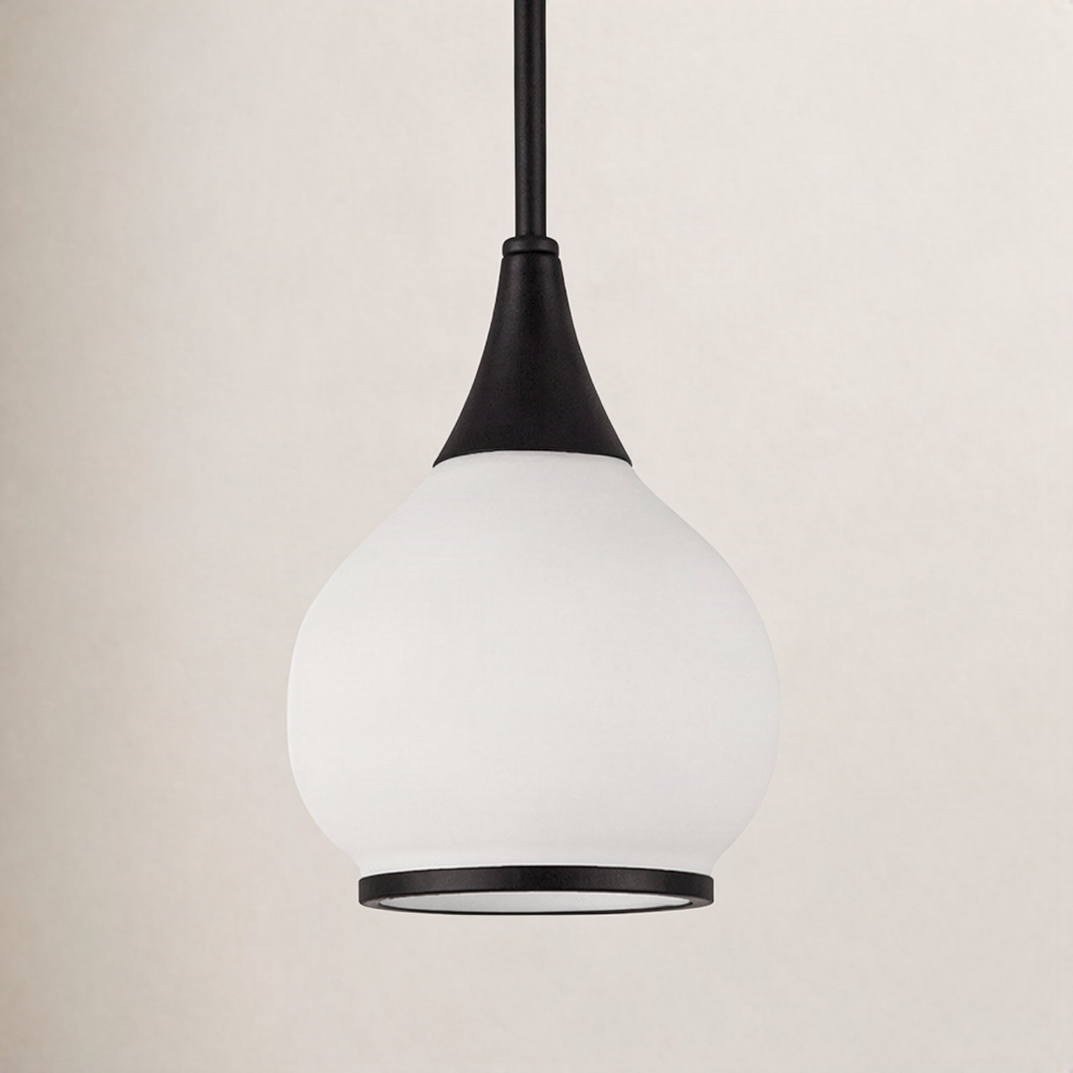 Nieve Single Light Glass Pendant, Opal, Matte Black