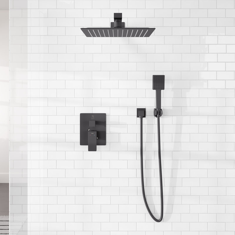 Système de douche Eviva Edge avec douchette coulissante et valve thermostatique, Noir mat