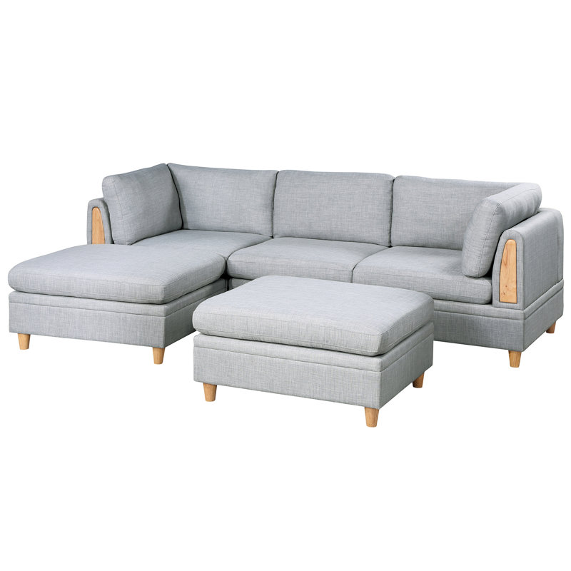 5 pièces dans un ton gris argenté, tissu enveloppé, bois à base d'or - 5 pièces, appliqué, structuré