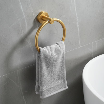 Ensemble de quincaillerie de salle de bain moderne 6 pièces, aluminium brossé doré (barres à serviettes 24 po et 16 po)