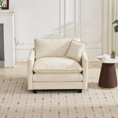 Canapé modulaire moderne à siège simple avec coussin double couche en chenille respirante et confortable