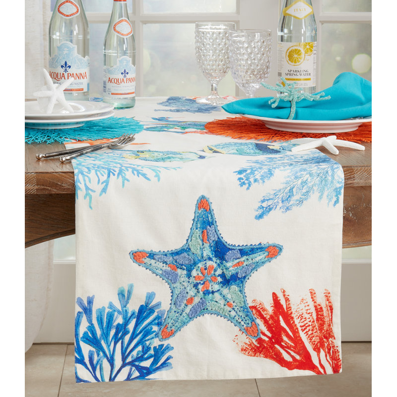Runner_Table Runner With Multicolor Sea Life Design