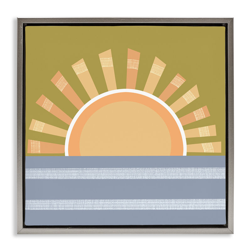 «Rising Sun Over Ocean» par Tina Finn, Cadre flottant gris lustré, H 25 po x l 25 po