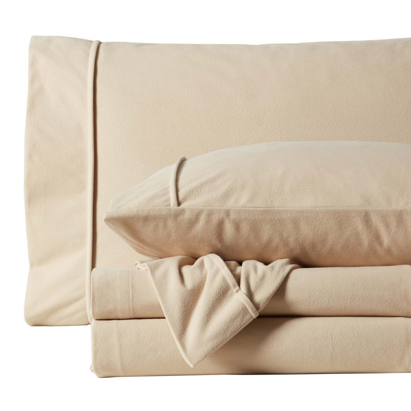 Sweet Home Collection Ultra Soft Microfiber Flannel Sheet Set, Beige, Twin Sheet Set with 1 Pillowcase