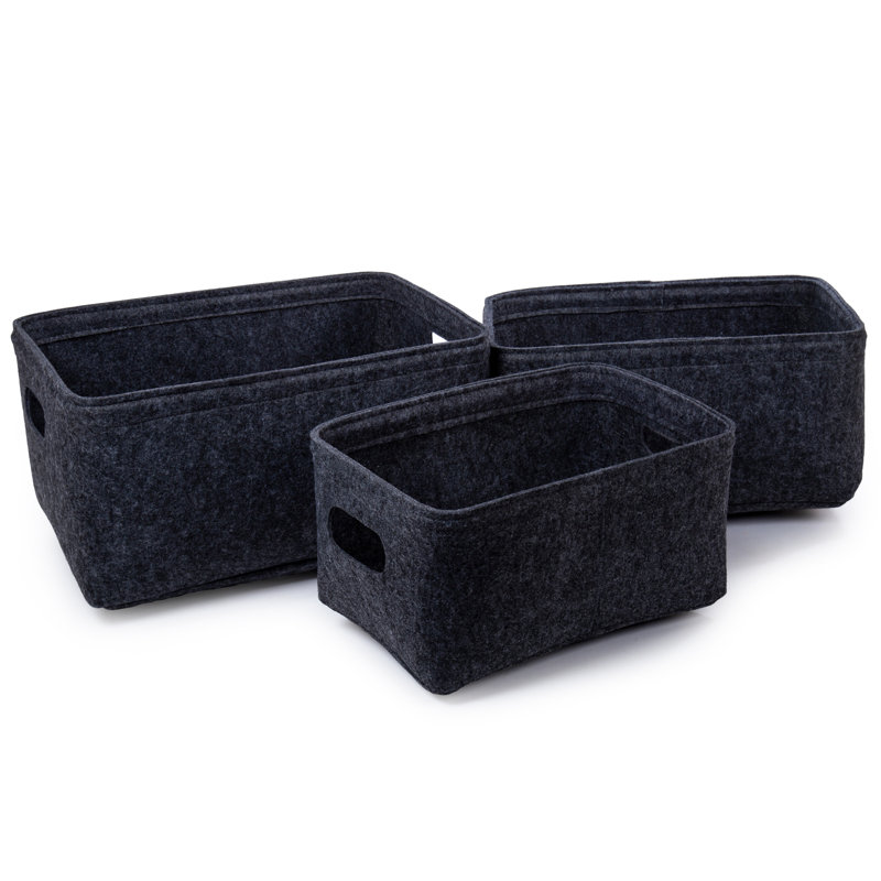 Ensemble de paniers en tissu 3 pièces, Gris foncé