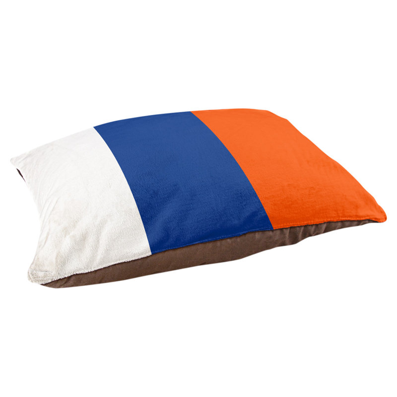 Coussin pour chien hockey Las Vegas, Moyen (H 14 po x l 40 po x P 30 po), Blanc / bleu royal / orange