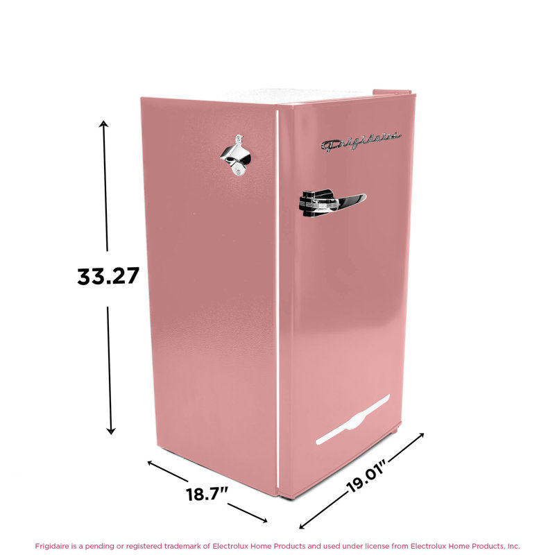 Frigidaire 3.2 Cu. Ft. Retro Compact Refrigerator with Chiller Compartment, Built-In Side Bottle Opener, Pink
