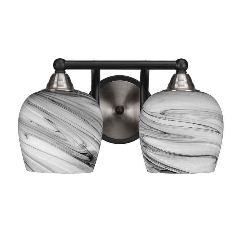 Michell 2-Light Bath Bar, Matte Black/Brushed Nickel, Onyx Swirl