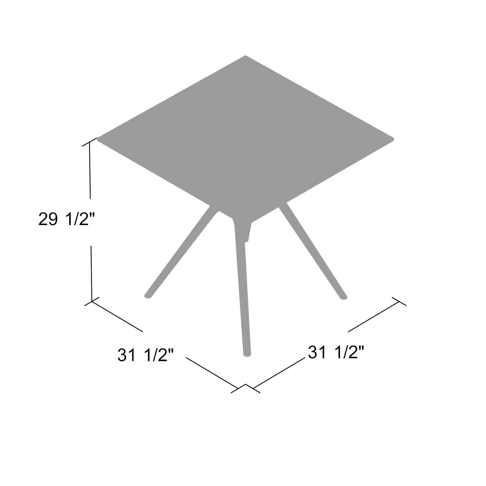 Farrah 31" W Square Patio Dining Table, White