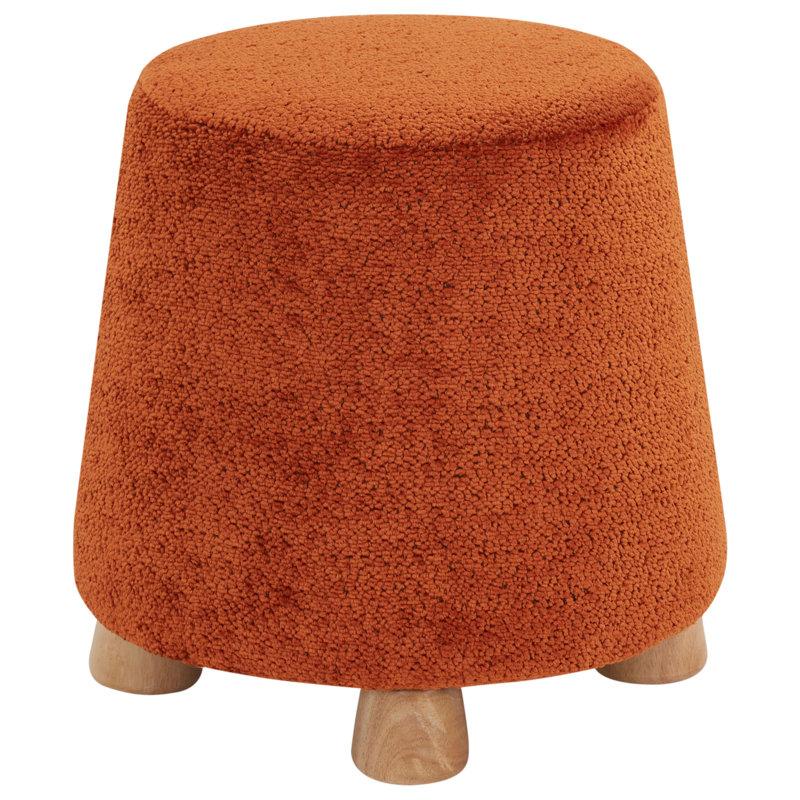Round Chenille Ottoman, Rust