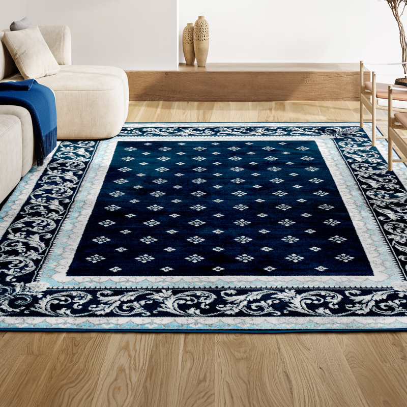 Tapis bleu marine / bleu Reilly, Rectangle 7 pi 8 po x 10 pi