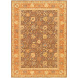 Baku Hand Knotted Wool Floral Area Rug in Orange/Brown