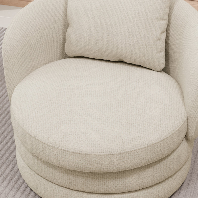 Fauteuil d'appoint large et moderne rembourré, Beige