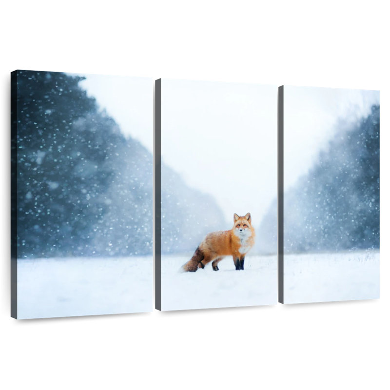 Red Fox In The Snow, 24" H x 38" W