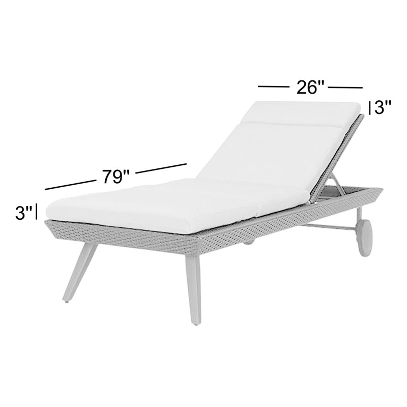 Winnie Sunbrella Outdoor 3'' Chaise Lounge Seat / Back Cushion, Canvas Spa Sunbrella® Canvas
