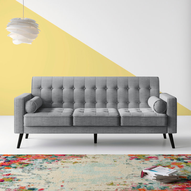 Benayah Upholstered 75.5'' Sofa, Light Gray 100% Linen