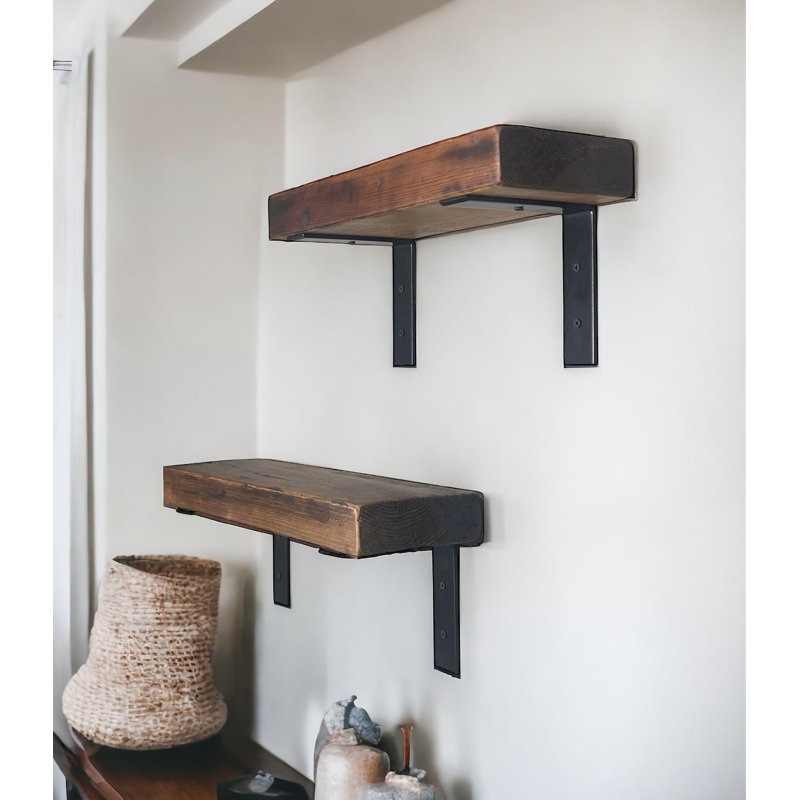 2 Piece Pine Bracket Shelf, 7.25" H x 16" W x 6" D