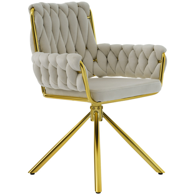 Helmville Tufted Velvet Metal Armchair (1Pcs), Beige, 6