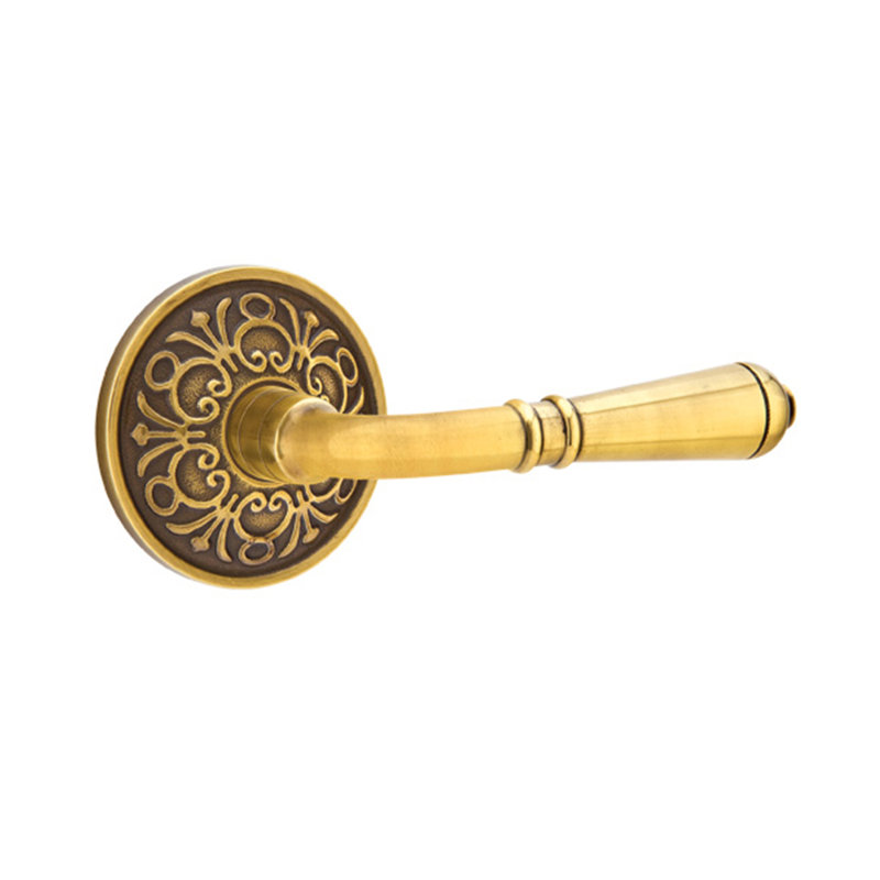 Levier de porte avec rosette Turino, Gauche, Laiton antique français