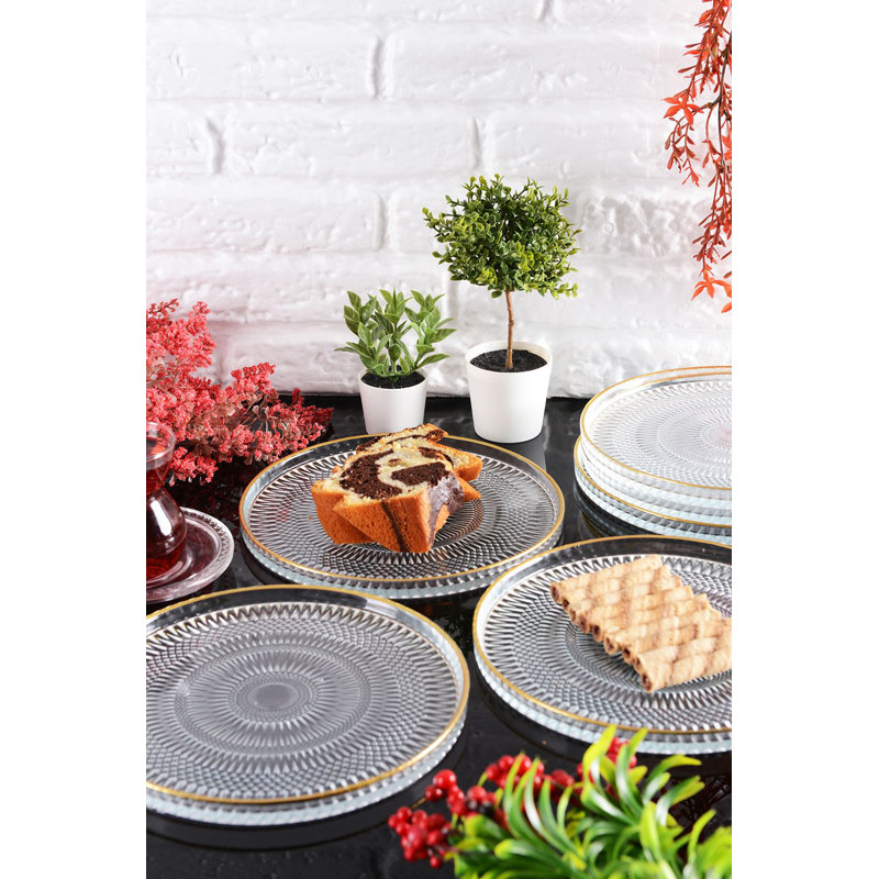 Elegant Dessert Plate Set (6 Pieces), Transparent Glass, 7.9 Inches | 100% Glass Construction, Dishwasher & Microwave Not Safe | Perfect for Cakes, Pastries & Appetizers, Stylish Addition to Any Table