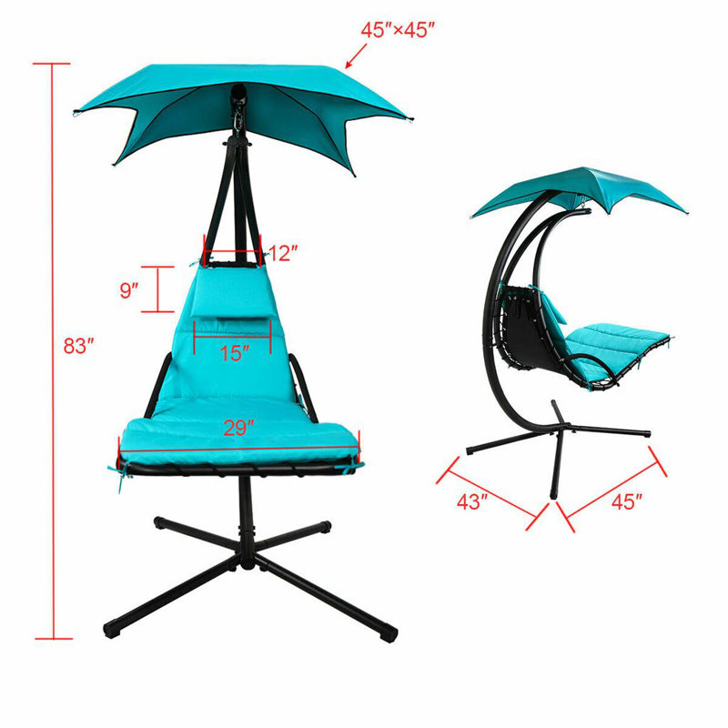 Chaise longue suspendue avec support Nagina, Sable (kaki)