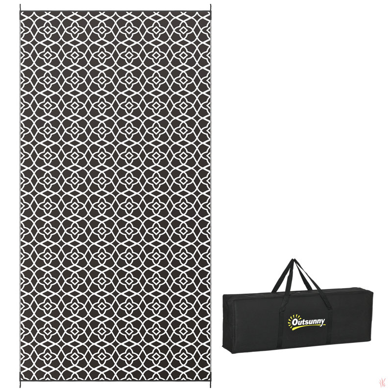 Outsunny Reversible Outdoor Rug,  Waterproof Plastic Straw Floor Mat, Portable Rv Camping Carpet With Carry Bag, Large Floor Mat For Backyard, Deck, Picnic, Beach