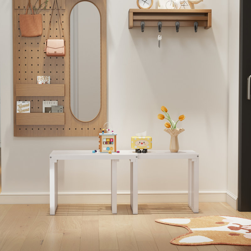 Banc de salle à manger extensible, Blanc, H 17,7 po x l 47,24 po x P 13,78 po