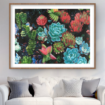 Set of Colorful Succulents - Exotic Flowers Framed Print