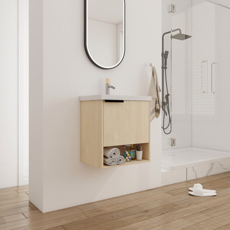 Marcena 20.24 " W Free Standing Wall Mounted 1 Single Vanity Bathroom Vanity With Ceramic Top