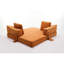 Lit escamotable en chenille de style rétro, de couleur orange - coussin amovible et moelleux pour la détente, base pliable du lit du salon, revêtement en teinture