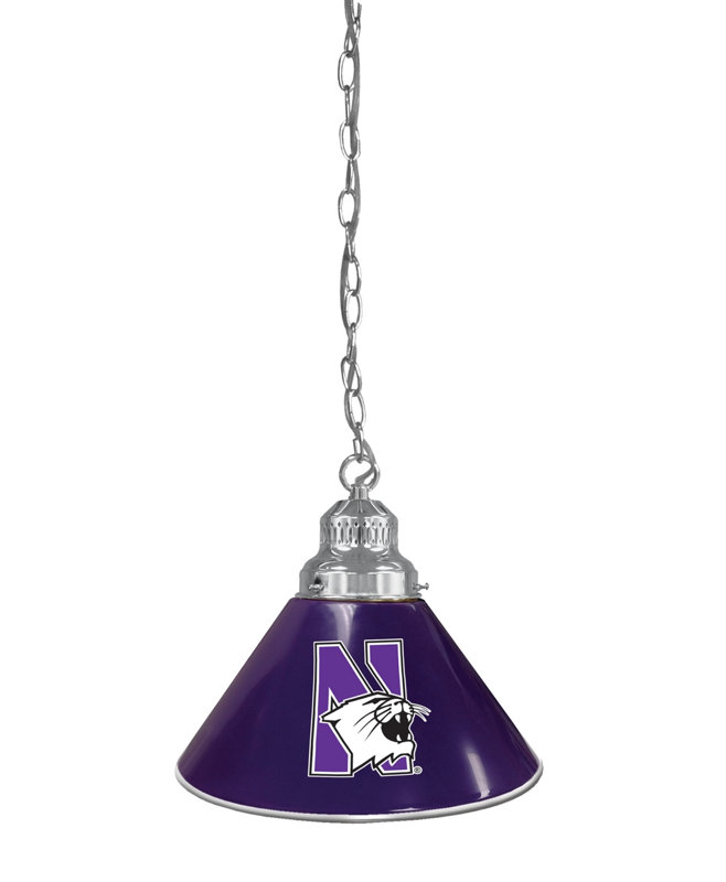 Mini-luminaire suspendu 1 lumière NCAA, Chrome, Wildcats de Northwestern