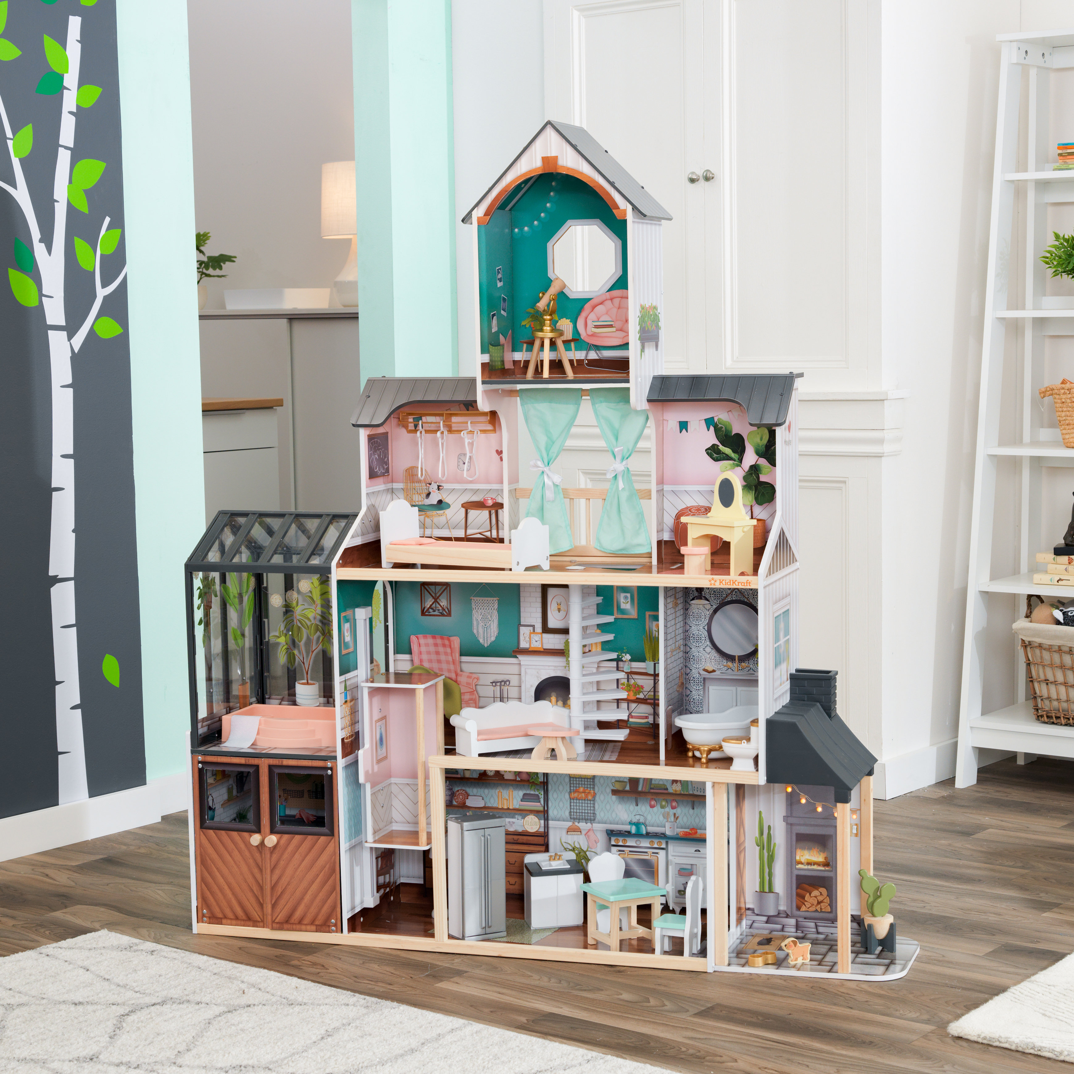 Maison de poupée Bricolage en Bois, avec lumières + Piscine privée,  Miniature avec Tous Les Meubles, Villa de poupée, Jeu de décompression(avec  ou