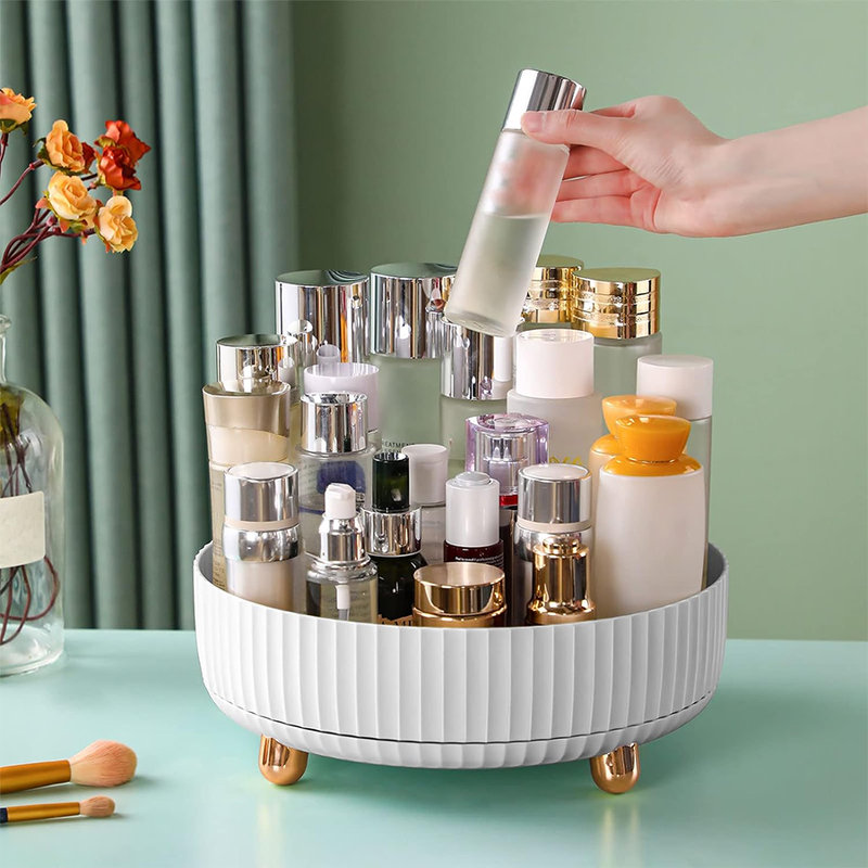 Plateau de rangement de maquillage pour maquillage Parfumant à 360 degrés Lazy Susan Skincare Lotion Organisateur Spinning Cosmétiques pour commode, coiffeuse, comptoir de salle de bain