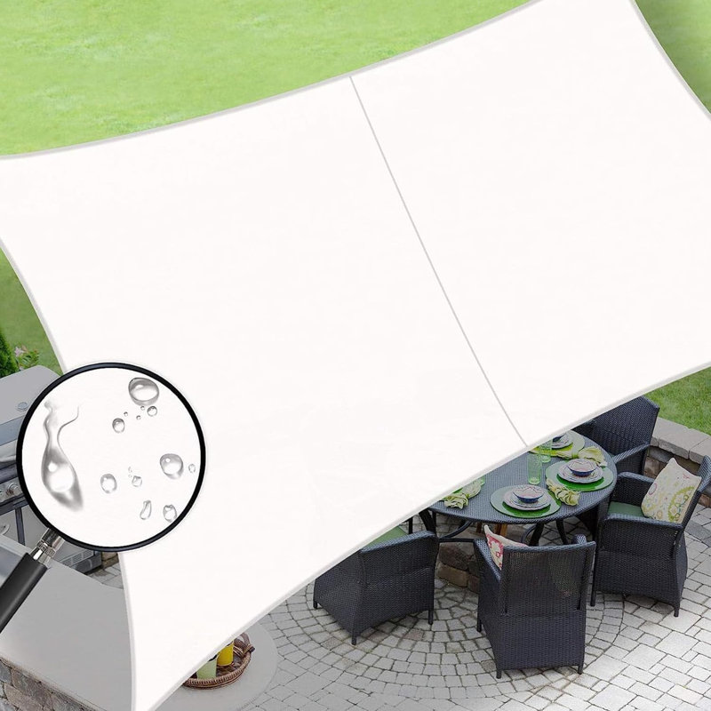 Waterproof Rectangle Shade Sail, White, 10 ft x 10 ft