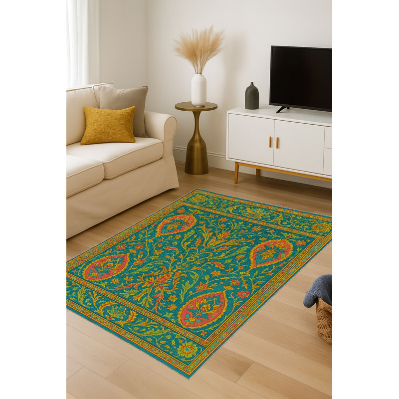 Tapis tissé à motif floral rouge Mosso, 6'7" x 9'10"