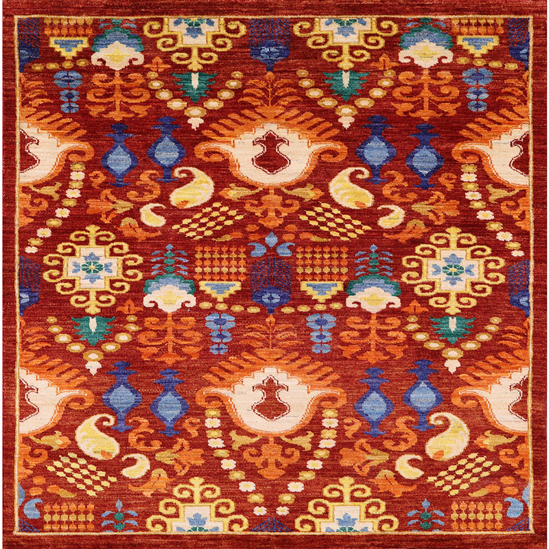 Tapis oriental orange, Carré 5 pi