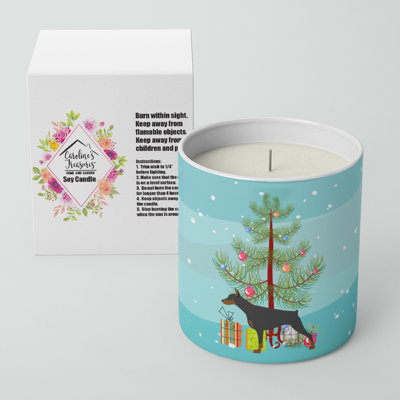 Bougie décorative Doberman Pinscher Merry Christmas 10 oz