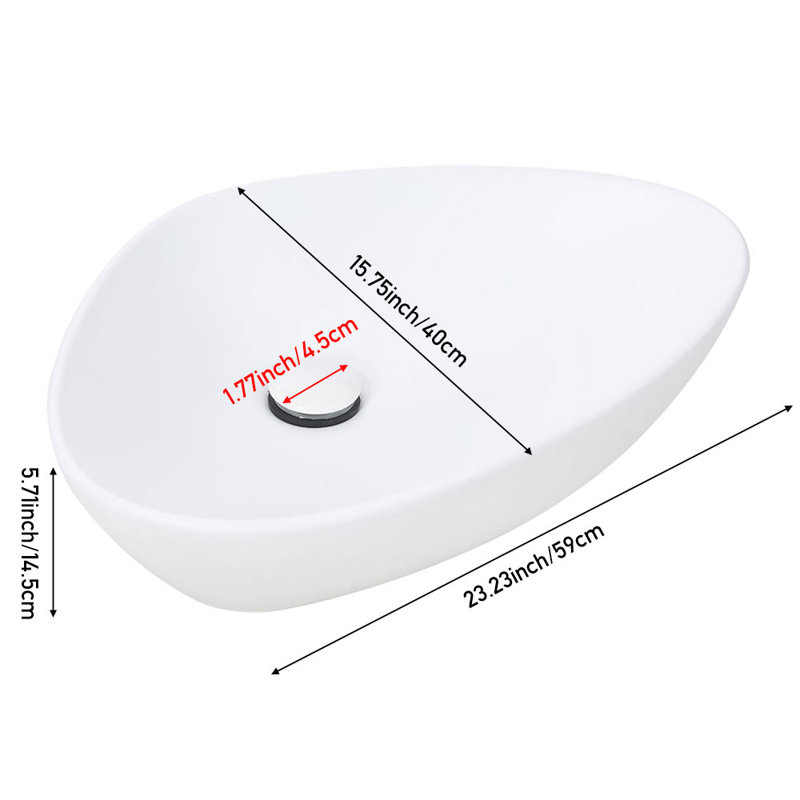 Metro Lane 400mm L x 590mm W Natural Ceramic Circular Sink, White