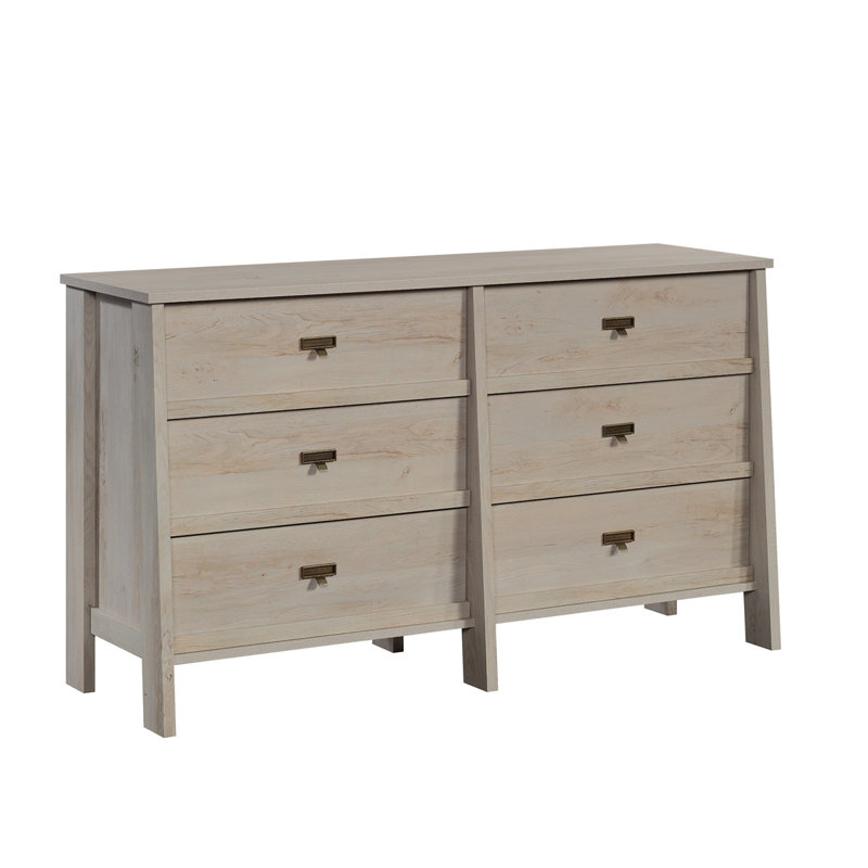 Commode 6 tiroirs Country, finition grise, Gris