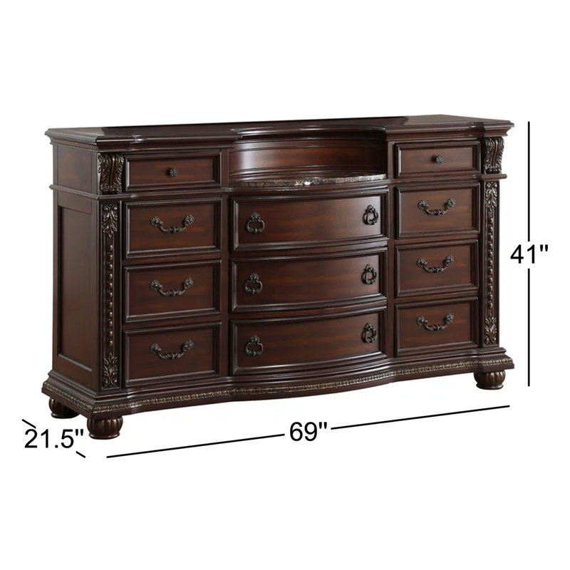 Anndrea 11 Drawer 69" W Dresser, Brown