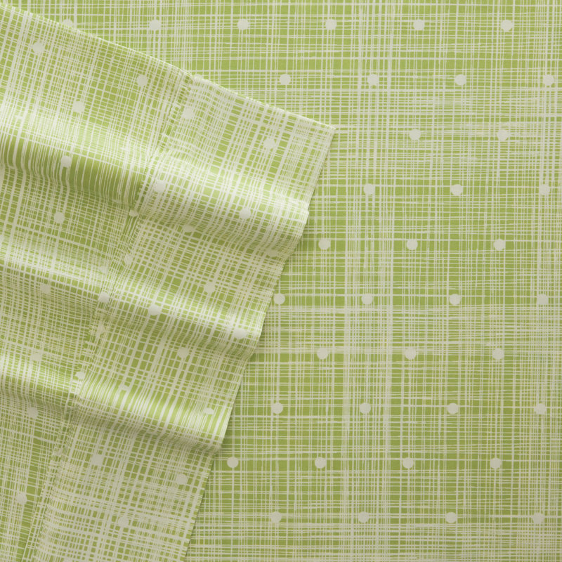 Gray and White Plaid Polka Dot Twin Sheet Set