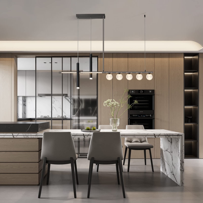 7 - Light Grey Kitchen Island Linear LED Pendant