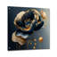 Bleu profond et fleur simple dorée I - décoration murale acrylique florale-1805678509