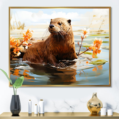 Watercolor Stream Beaver Serenity II - Beaver Wall Art