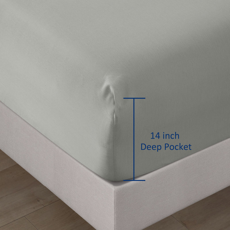 Ensemble de draps en microfibre Illada, Gris clair, Ensemble de drap pour lit très grand avec drap-ho
