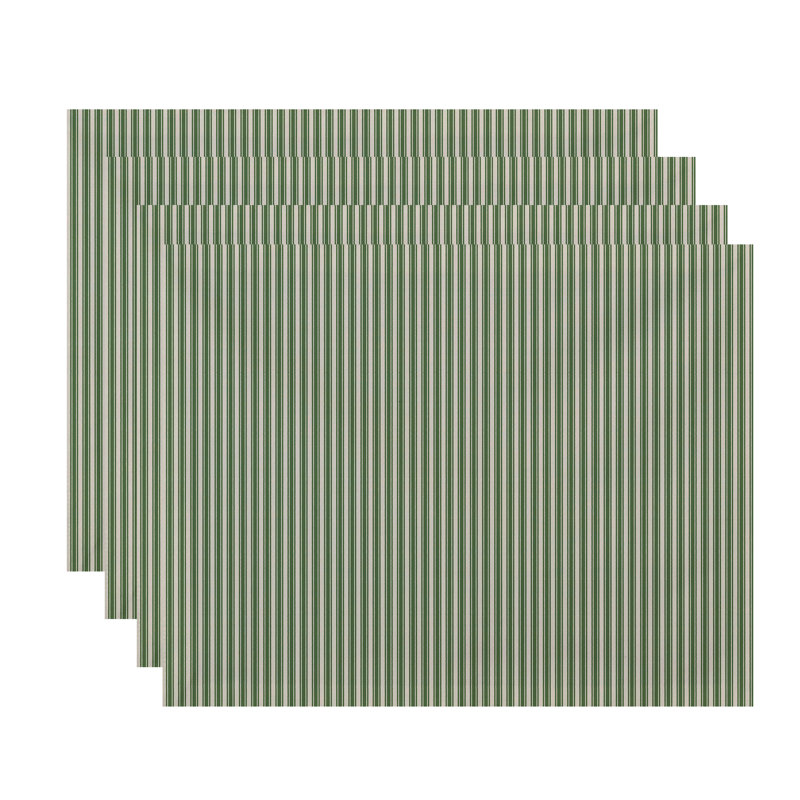 Laymon Polyester Striped Rectangle Placemat, Green