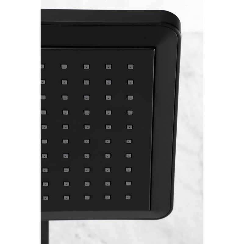 Pomme de douche carrée en ABS 9/8 po avec bras de douche 15-3 / 4 po Kingston, Noir mat