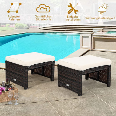 Paine Outdoor Ottoman with Sunbrella® Cushion