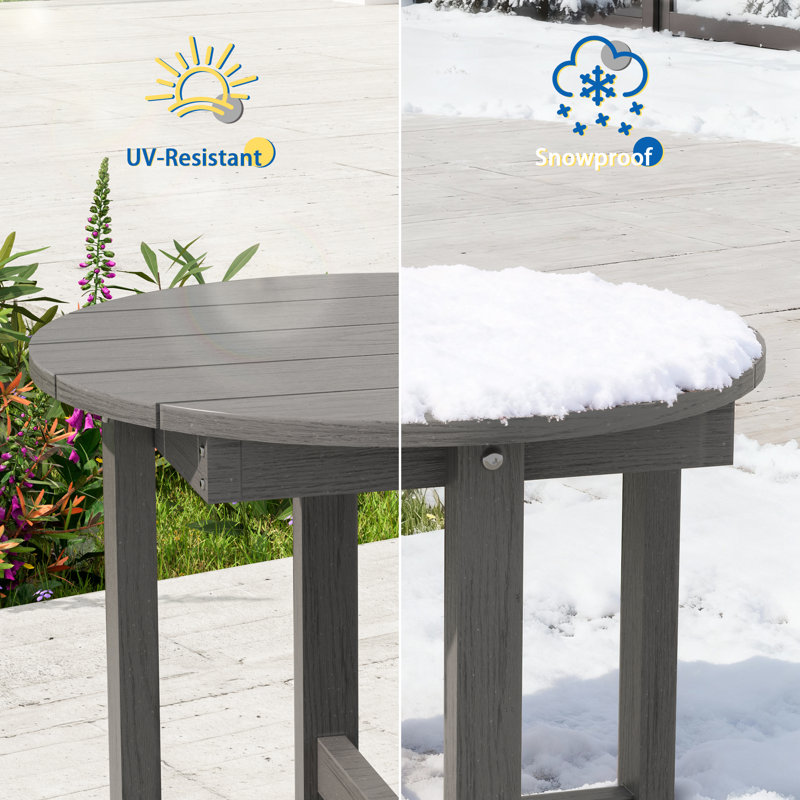 Table d'appoint ronde extérieure, petite table de bout en PEHD Adirondack, table d'appoint de patio facile à nettoyer pour la cour, la piscine, le porche, le jardin et la pelouse