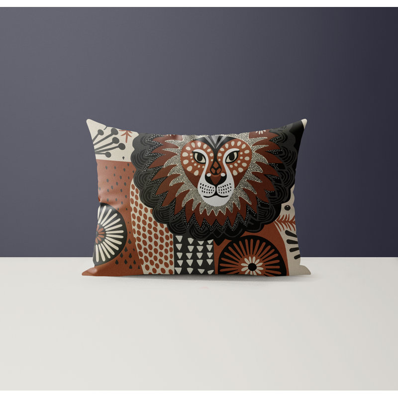 Ola Microsuede Rectangular Pillow, Brown/Gray/Beige